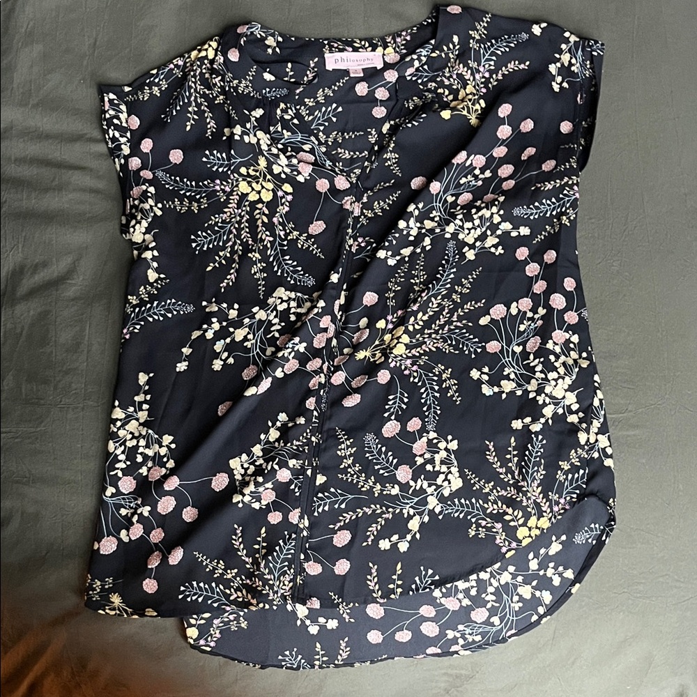 Philosophy Black Floral Blouse